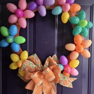 Colorful Easter Egg Wreath with Bow